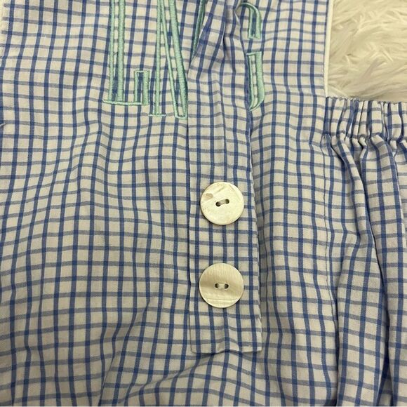 The Proper Peony Bubble Blue White Gingham monogrammed LMG 12 mos - Picture 5 of 5